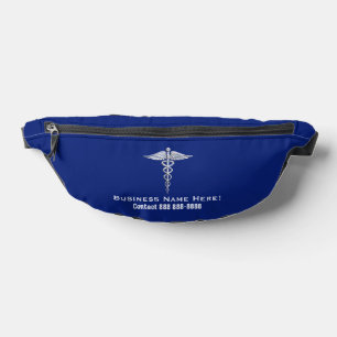 Chrome Like Caduceus Medical Symbol with Text Bum Bags