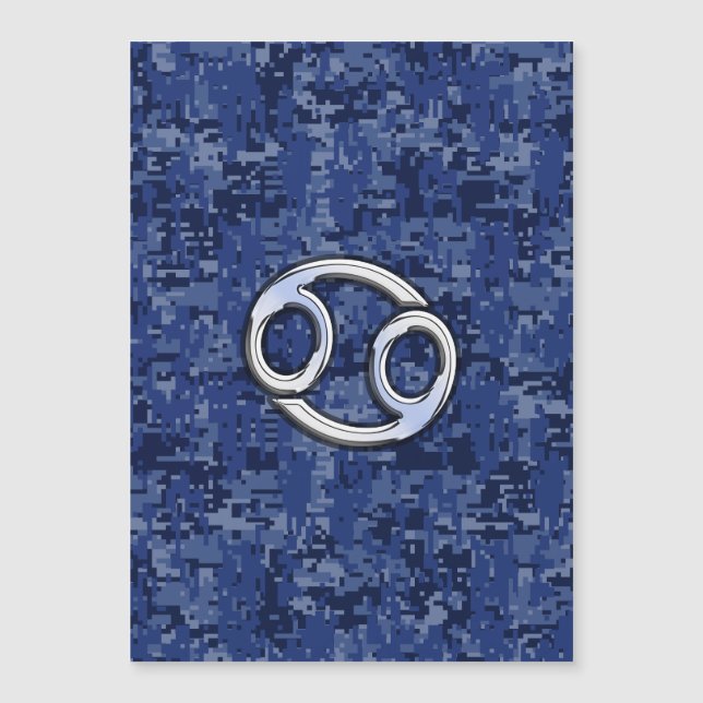 Chrome Like Cancer Sign on Blue Digital Camo (Front)