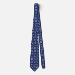Chrome Like Cancer Sign on Blue Digital Camo Tie