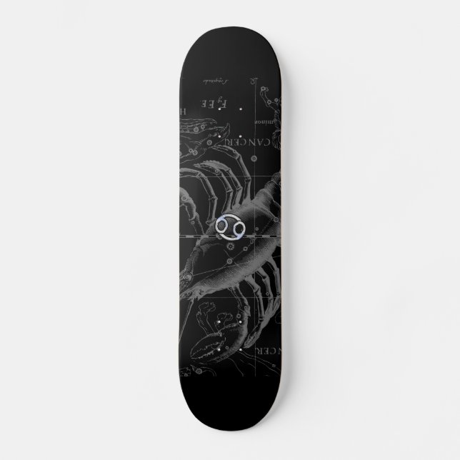 Chrome like Cancer Sign on Hevelius Engraving Skateboard (Front)