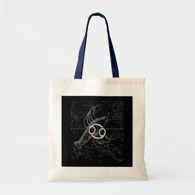 Chrome like Cancer Zodiac Constellation Hevelius Tote Bag (Front)