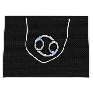 Chrome Like Cancer Zodiac Sign on Snake Decor Large Gift Bag