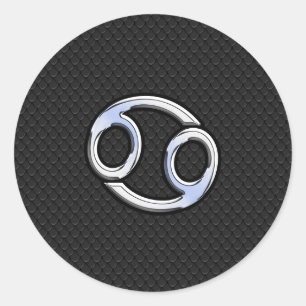 Chrome Like Cancer Zodiac Sign on Snake Skin Style Classic Round Sticker