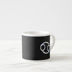 Chrome Like Cancer Zodiac Sign on Snake Skin Style Espresso Cup
