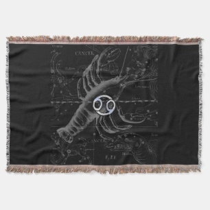 Chrome like Cancer Zodiac Symbol on Hevelius Throw Blanket