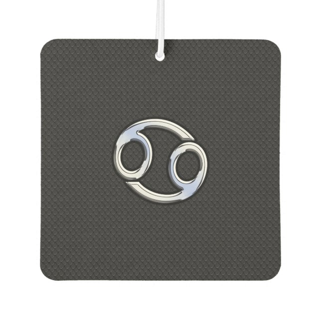 Chrome Like Cancer Zodiac Symbol on Snake Style Car Air Freshener (Front)