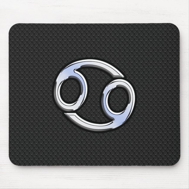 Chrome Like Cancer Zodiac Symbol on Snake Style Mouse Mat (Front)