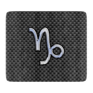 Chrome like Capricorn Sign Black Carbon Fibre Cutting Board