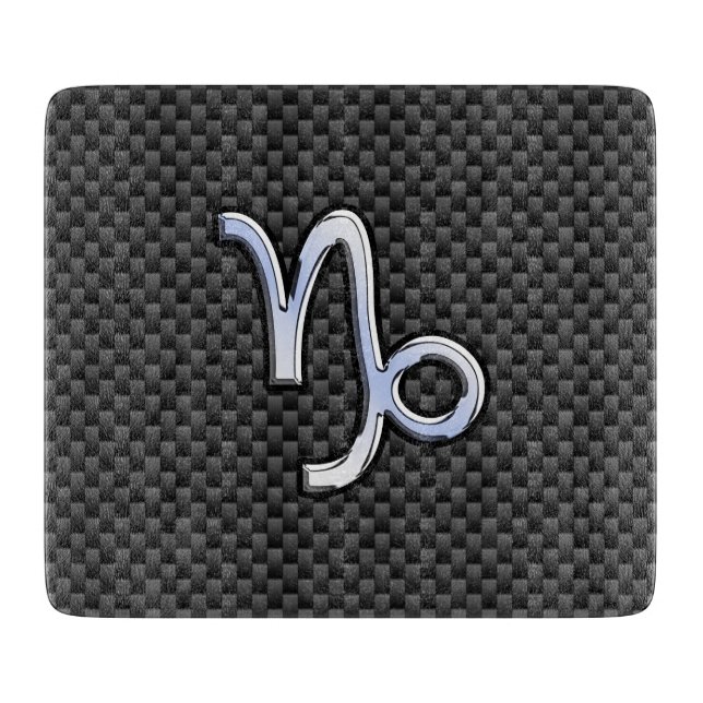 Chrome like Capricorn Sign Black Carbon Fibre Cutting Board (Front)