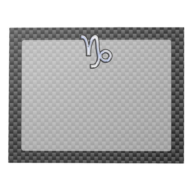 Chrome like Capricorn Sign Black Carbon Fibre Notepad (Front)