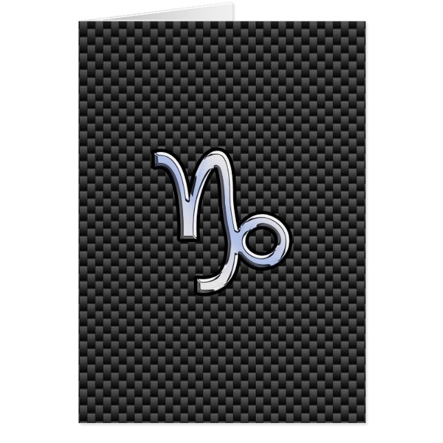 Chrome like Capricorn Zodiac Sign on Carbon Fibre (Front)