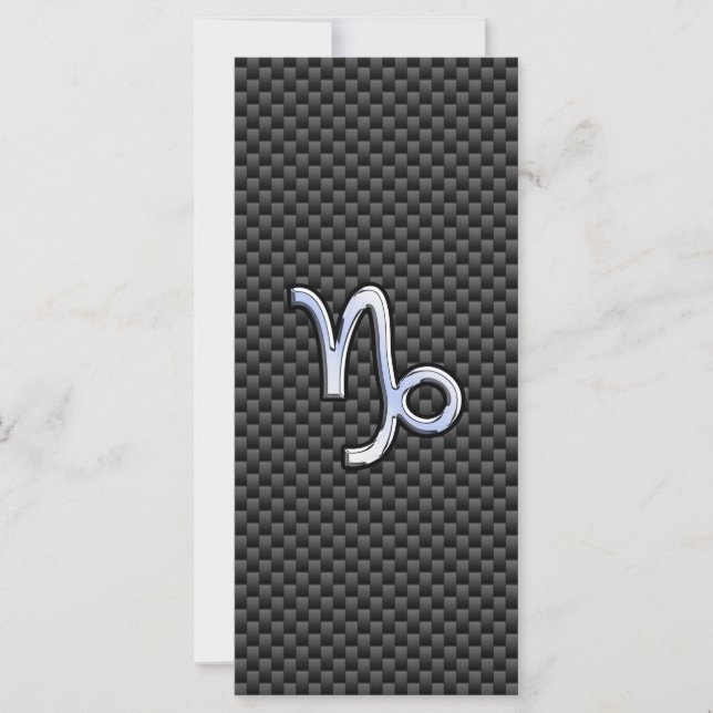 Chrome like Capricorn Zodiac Sign on Carbon Fibre (Front)