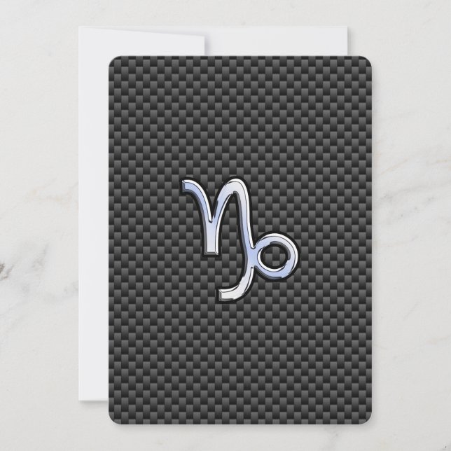 Chrome like Capricorn Zodiac Sign on Carbon Fibre (Front)