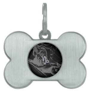 Chrome like Capricorn Zodiac Sign on Hevelius 1690 Pet ID Tag