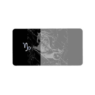 Chrome like Capricorn Zodiac Sign on Hevelius Label