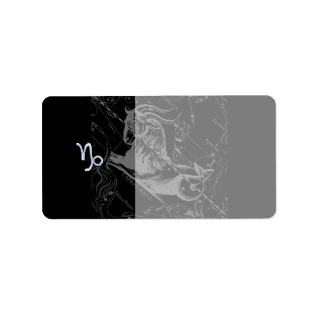 Chrome like Capricorn Zodiac Sign on Hevelius Label (Front)