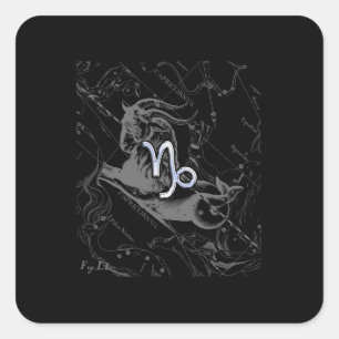 Chrome like Capricorn Zodiac Sign on Hevelius Square Sticker