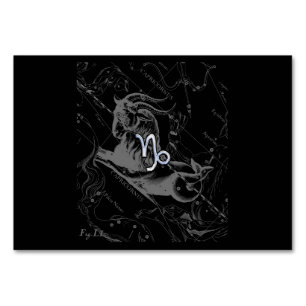 Chrome like Capricorn Zodiac Sign on Hevelius Table Number