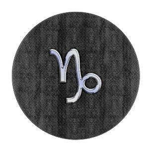 Chrome like Capricorn Zodiac Symbol on Snake Skin Cutting Board