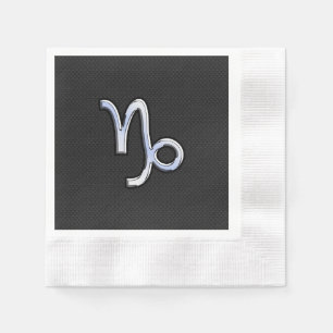 Chrome like Capricorn Zodiac Symbol on Snake Skin Napkin