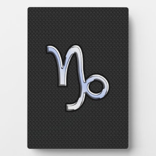 Chrome like Capricorn Zodiac Symbol on Snake Skin Plaque