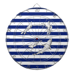 Chrome Like Diver and Sharks on Nautical Stripes Dartboard
