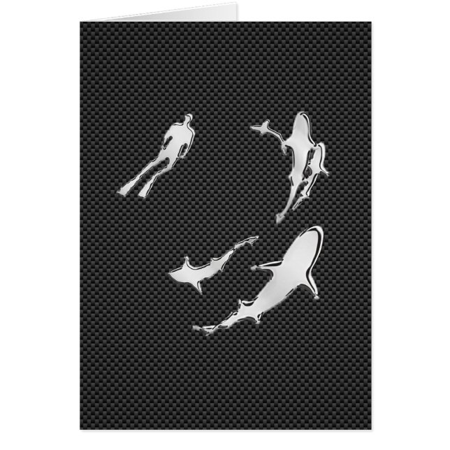 Chrome Like Diver with Sharks on Carbon Fibre (Front)