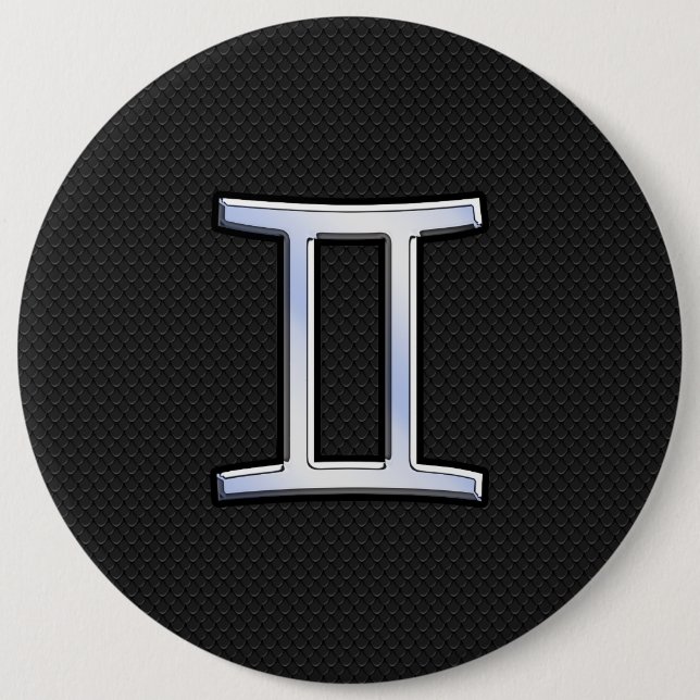 Chrome Like Gemini Zodiac Sign 6 Cm Round Badge (Front)