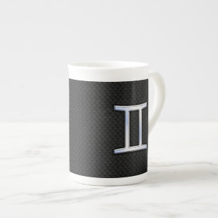 Chrome Like Gemini Zodiac Sign Bone China Mug