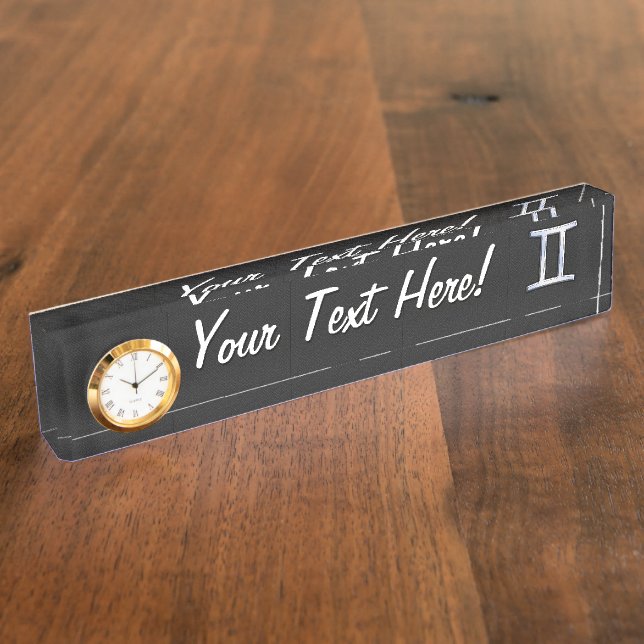 Chrome Like Gemini Zodiac Sign Nameplate (Side)