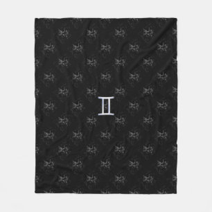 Chrome like Gemini Zodiac Sign on Hevelius Fleece Blanket