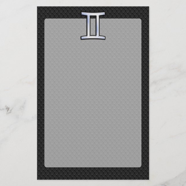 Chrome Like Gemini Zodiac Sign Stationery (Front)