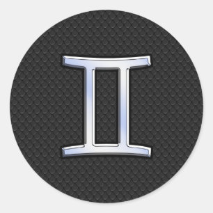 Chrome Like Gemini Zodiac Symbol Classic Round Sticker