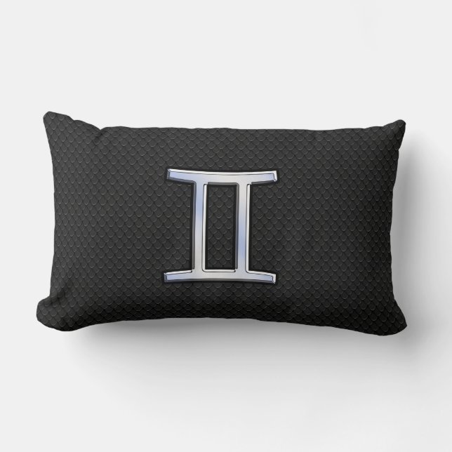 Chrome Like Gemini Zodiac Symbol Lumbar Cushion (Front)