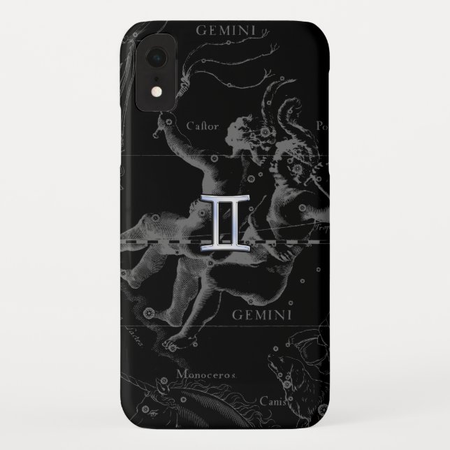 Chrome like Gemini Zodiac Symbol on Hevelius Case-Mate iPhone Case (Back)