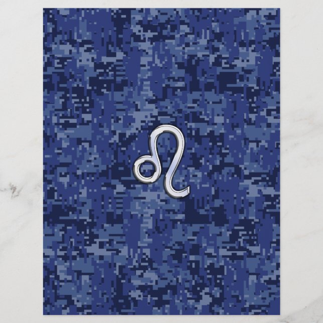 Chrome Like Leo Sign on Navy Blue Digital Camo (Front)