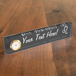 Chrome Like Leo Sign on snake skin Nameplate