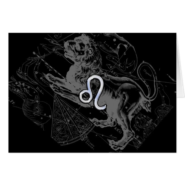 Chrome Like Leo Zodiac Constellation Map Hevelius (Front Horizontal)