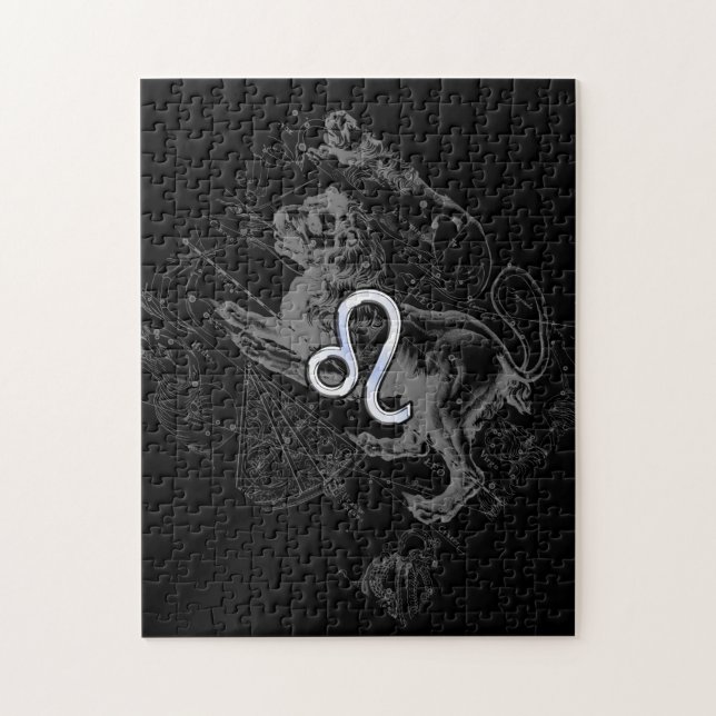 Chrome Like Leo Zodiac Constellation Map Hevelius Jigsaw Puzzle (Vertical)