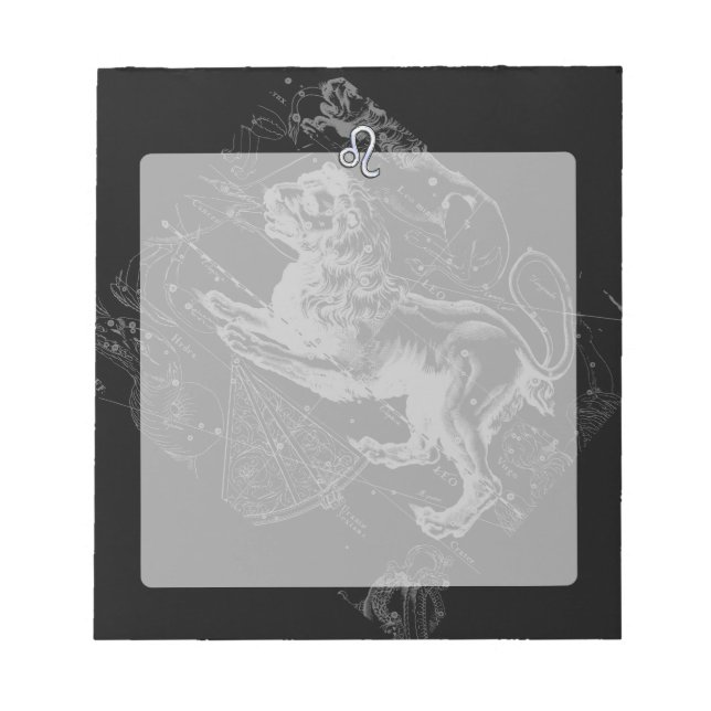Chrome Like Leo Zodiac Constellation Map Hevelius Notepad (Front)