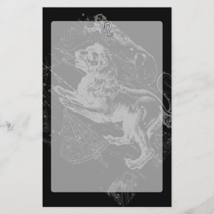 Chrome Like Leo Zodiac Constellation Map Hevelius Stationery