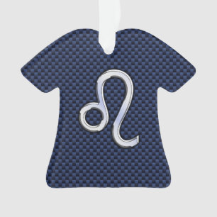 Chrome Like Leo Zodiac Sign Blue Carbon Fibre Ornament