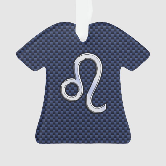 Chrome Like Leo Zodiac Sign Blue Carbon Fibre Ornament (Front)