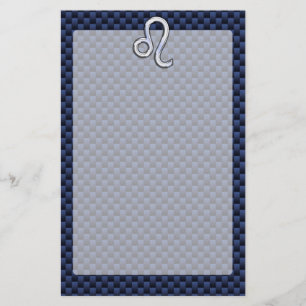 Chrome Like Leo Zodiac Sign Blue Carbon Fibre Stationery