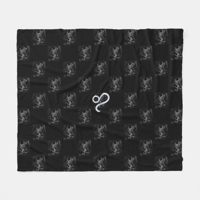 Chrome like Leo Zodiac Sign on Hevelius Fleece Blanket (Front (Horizontal))