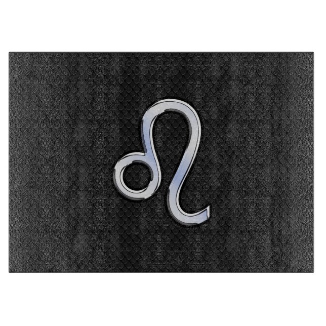 Chrome Like Leo Zodiac Sign on snake skin Cutting Board (Front)