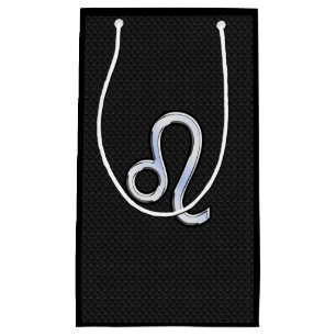 Chrome Like Leo Zodiac Sign on Snake Skin Decor Small Gift Bag