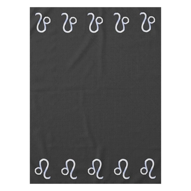 Chrome Like Leo Zodiac Sign on Snake Skin Decor Tablecloth (Front)