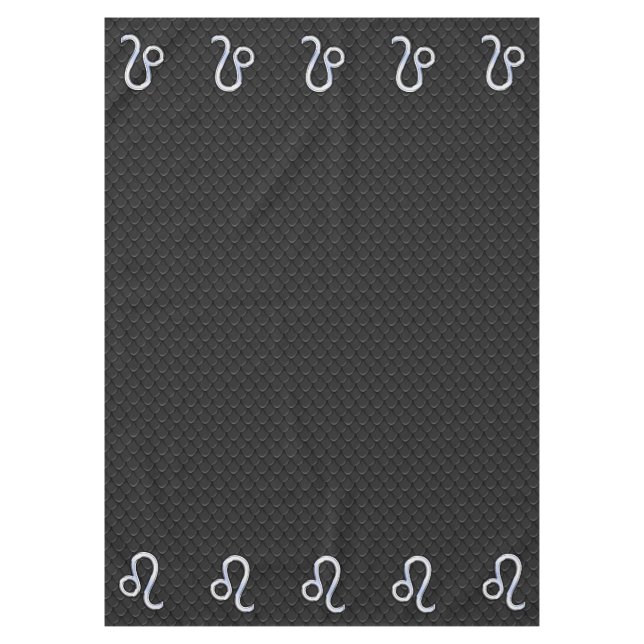 Chrome Like Leo Zodiac Sign on Snake Skin Decor Tablecloth (Front)