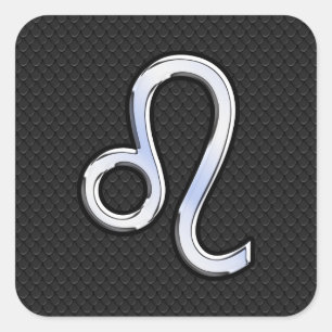 Chrome Like Leo Zodiac Sign on snake skin Square Sticker